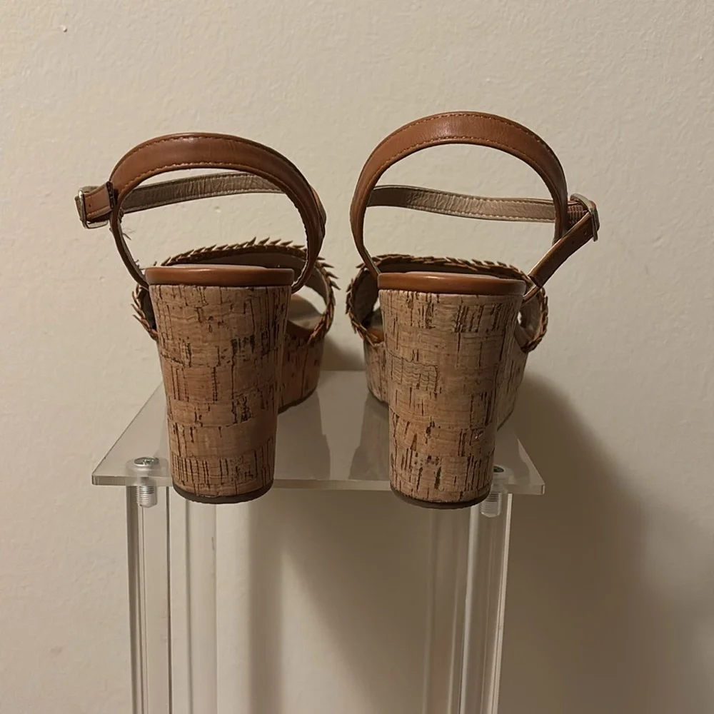 Esprit Brown Leather Sandals with Woven Detail